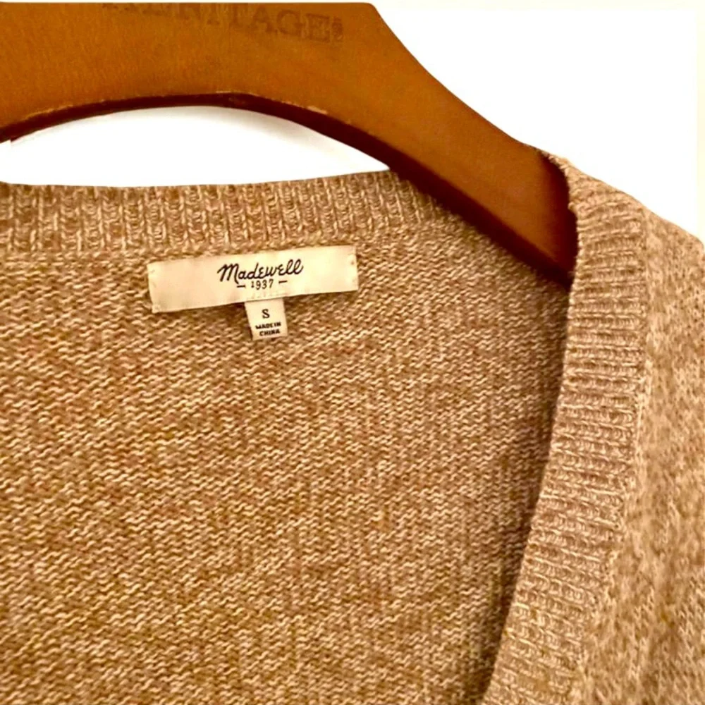 Madewell Marled Beige Button-Up Cardigan with Pockets - Picture 3 of 5